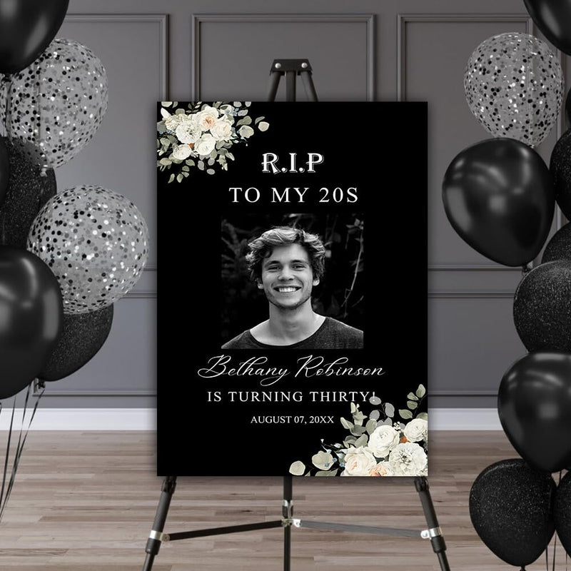 Personalized Death to My 20s Party Welcome Sign, Funeral for my Youth Door Sign, Funeral Death to My Youth Birthday, 30th Birthday RIP 20s, 30th Birthday Party Decorations, Her or Him 20s Goodbye#9