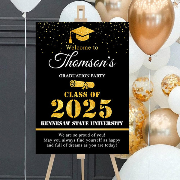 Personalized Graduation Party Welcome Sign, Graduation Party Decorations Sign, Custom Color Background Graduation Party Sign, Graduate High School Senior Sign, Congrats Graduation Celebration Party