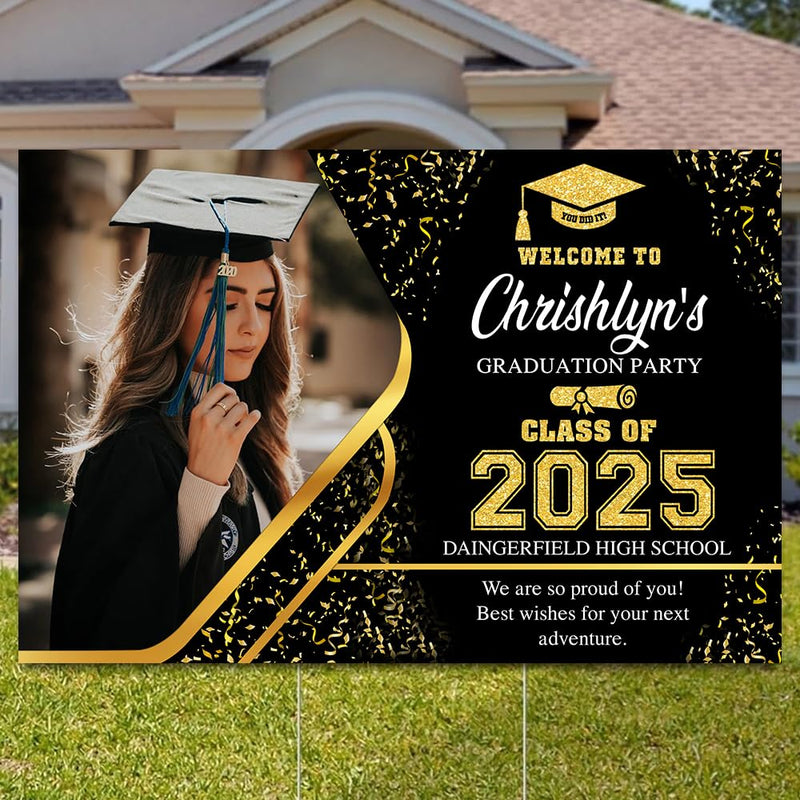 Personalized Graduation Yard Sign 2025 with Photo, 2025 Graduate Decorations Sign, High School Graduation Sign, College Graduation Sign, Graduation Senior Sign 2025, Graduation Corrugated Sign