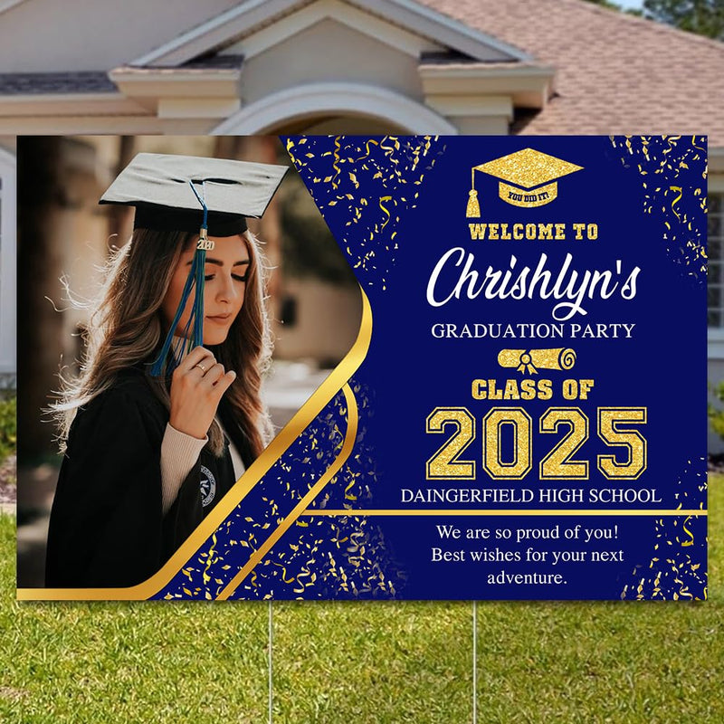 Personalized Graduation Yard Sign 2025 with Photo, 2025 Graduate Decorations Sign, High School Graduation Sign, College Graduation Sign, Graduation Senior Sign 2025, Graduation Corrugated Sign