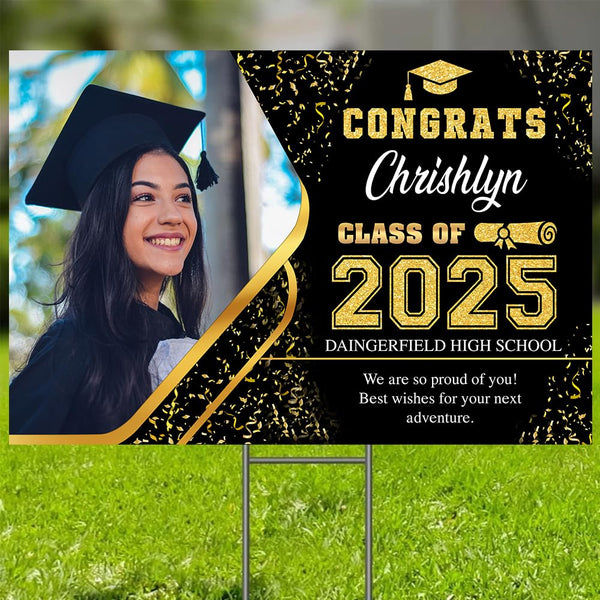 Personalized Graduation Yard Sign 2025 with Photo, 2025 Graduate Decorations Sign, High School Graduation Sign, College Graduation Sign, Graduation Senior Sign 2025, Graduation Corrugated Sign