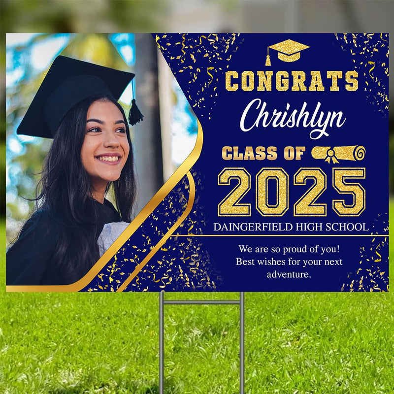 Personalized Graduation Yard Sign 2025 with Photo, 2025 Graduate Decorations Sign, High School Graduation Sign, College Graduation Sign, Graduation Senior Sign 2025, Graduation Corrugated Sign