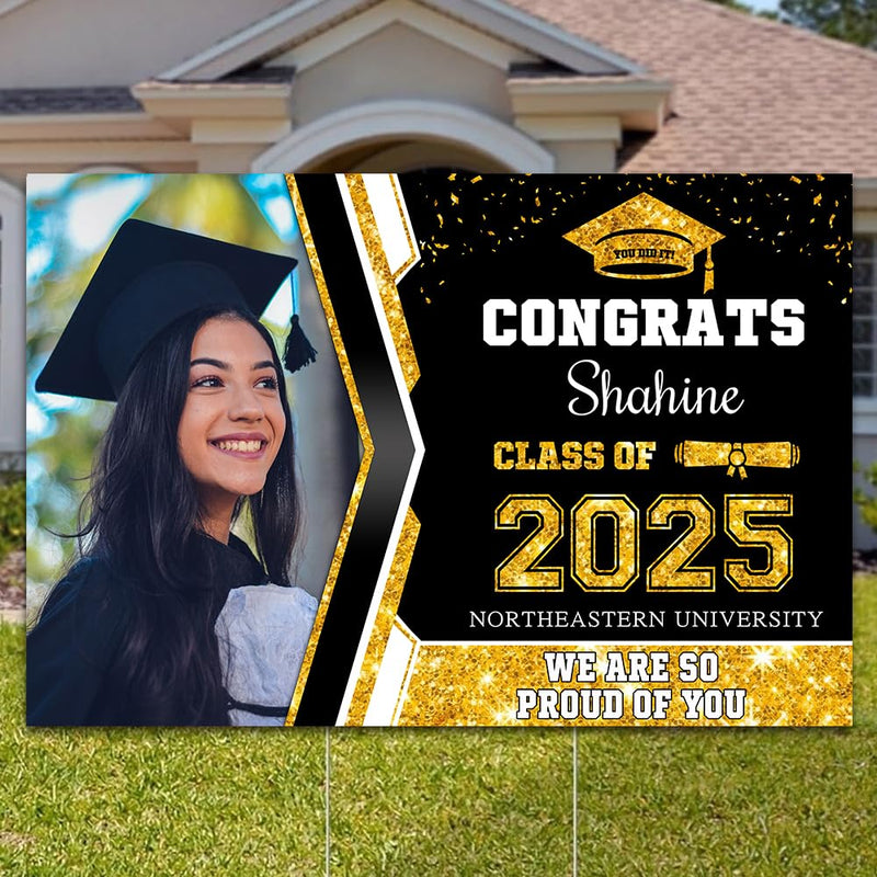 Personalized Graduation Yard Sign 2025 with Photo, 2025 Graduate Decorations Sign, High School Graduation Sign, College Graduation Sign, Graduation Senior Sign 2025, Graduation Corrugated Sign