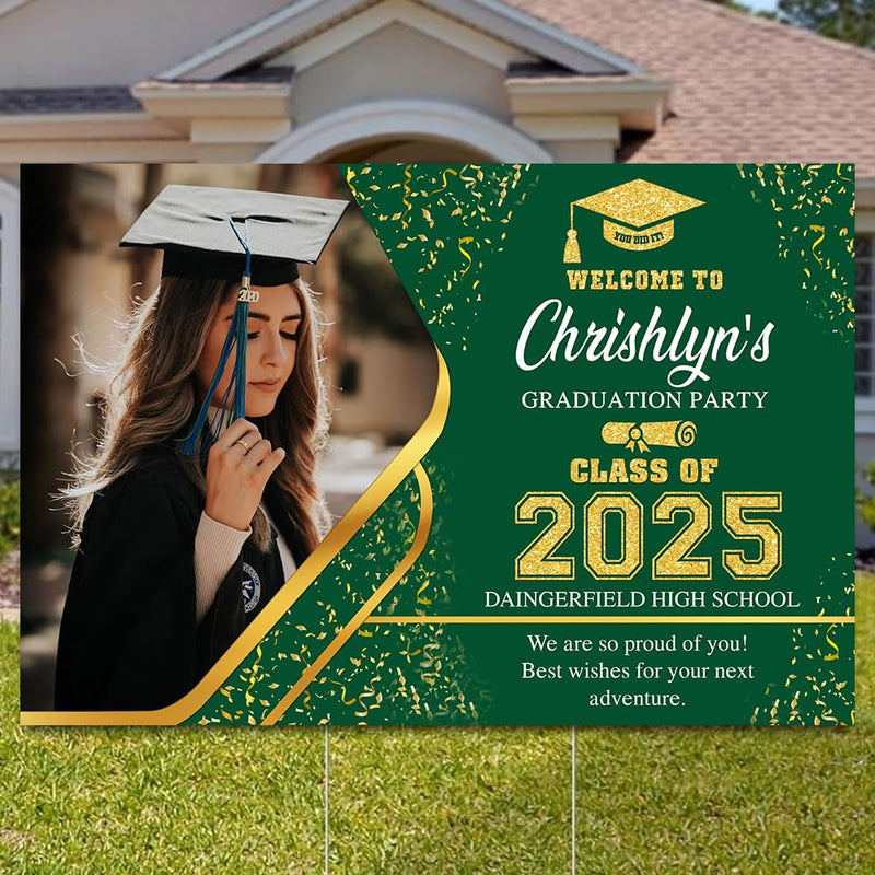 Personalized Graduation Yard Sign 2025 with Photo, 2025 Graduate Decorations Sign, High School Graduation Sign, College Graduation Sign, Graduation Senior Sign 2025, Graduation Corrugated Sign